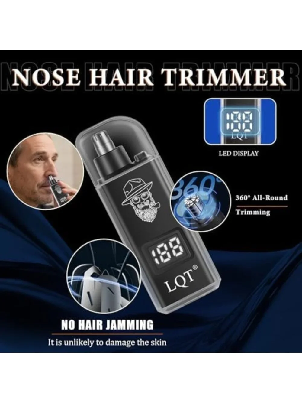 Cordless Hair Clippers Set with LED Display, Beard Trimmer & Nose Trimmer